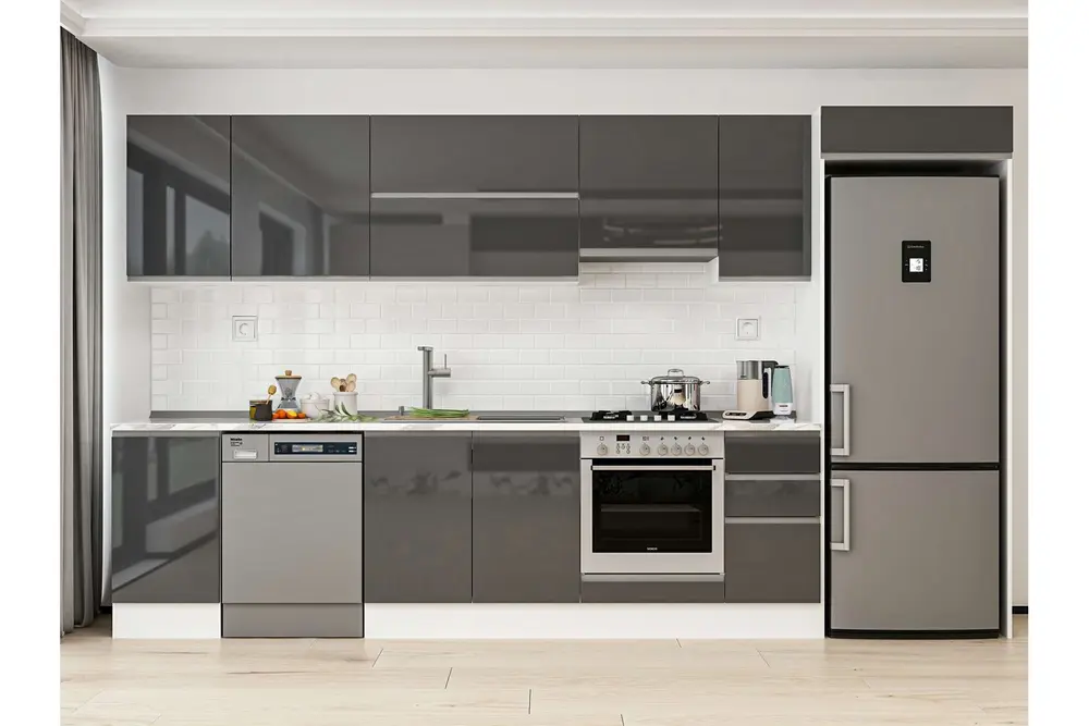 Alvinka 375X222 Cm Mutfak Dolabı, Mb E90S45S40 1 Antrasit Suntalam