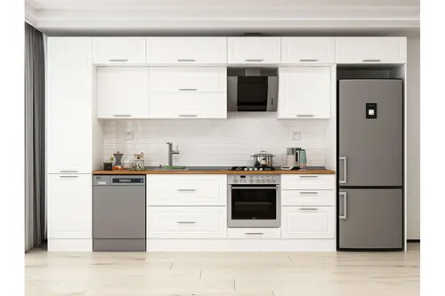 Alvinka 400X240 Cm Klasik Mebran Mutfak Dolabı, Mbb E90B50S60 2 Mebran Beyaz Suntalam