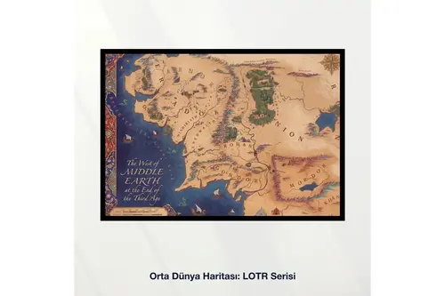Miniaworks Orta Dünya Haritası: Lotr Serisi Siyah Çerçeveli Poster 21X30