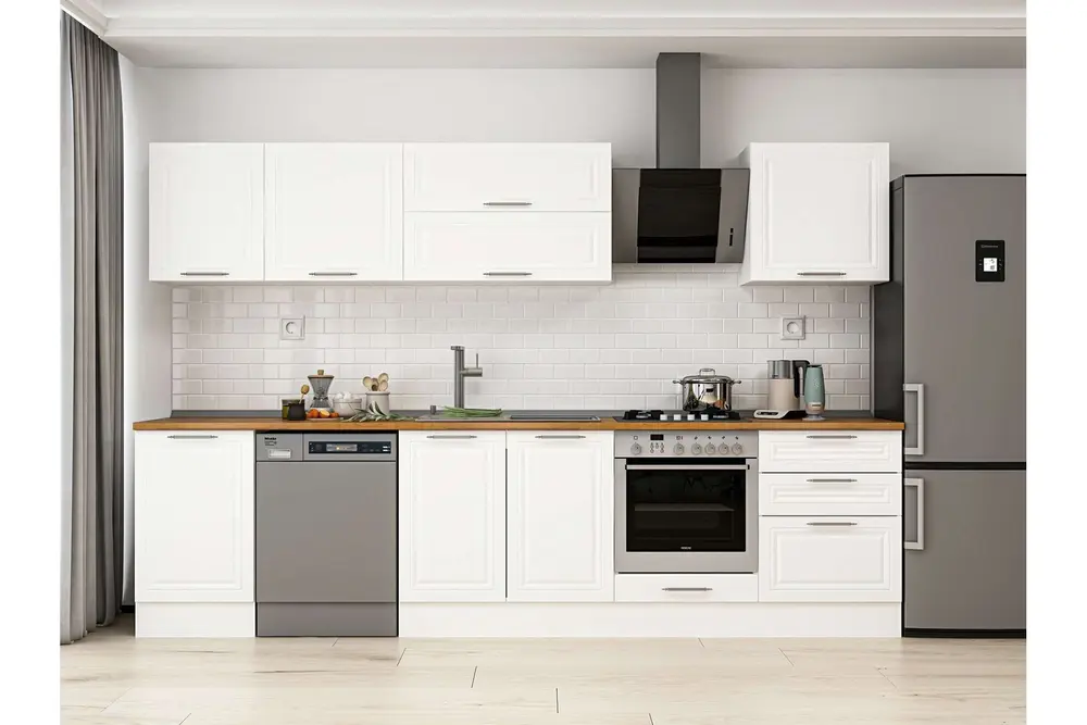 Alvinka 310X210 Cm Klasik Mebran Mutfak Dolabı, M E80S50S60 2 Mebran Beyaz Suntalam