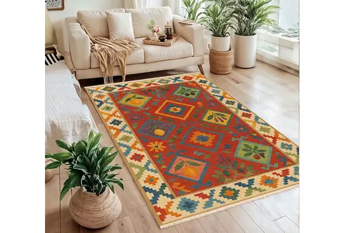 Bereket Desenli Halı, Dokuma Taban Halı, 348 Yng, 60X120 Cm