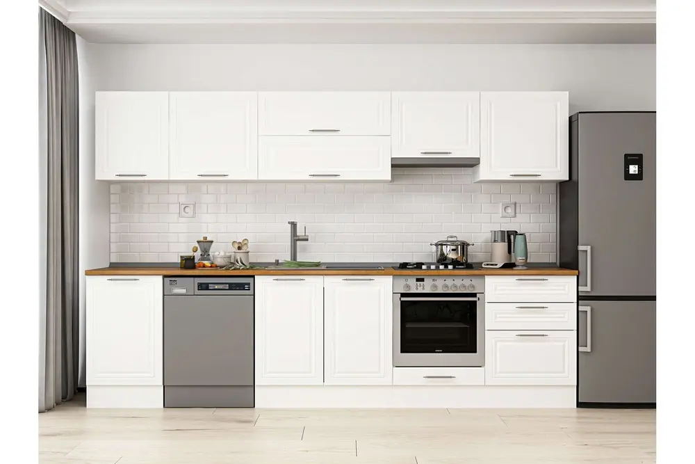 Alvinka 310X210 Cm Klasik Mebran Mutfak Dolabı, M E80S50S60 1 Mebran Beyaz Suntalam