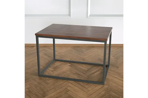 Potrica Yan Sehpa Siyah Ayak Ceviz Tabla