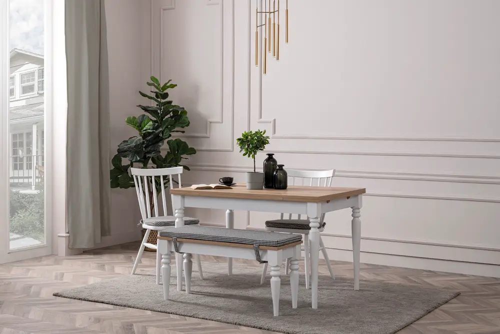 Venedik Çizilmez Açılır Masa Ve Bench Takımı, 110X70