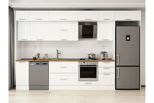 Alvinka 370X240 Cm Klasik Mebran Mutfak Dolabı, Mb E80S40S50 2 Mebran Beyaz Suntalam