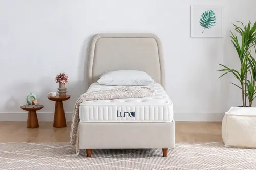 Luna Arche Baza Başlık Yatak Seti, Krem, 90X190