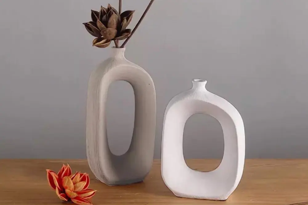 İskandinav Modern Vazo Set, Vizon Beyaz