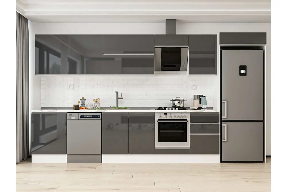 Alvinka 390X222 Cm Mutfak Dolabı, Mb E80S60S50 2 Antrasit Suntalam