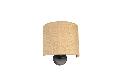 Hasır Rattan Abajurlu Oval Aplik
