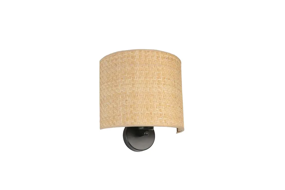 Hasır Rattan Abajurlu Oval Aplik