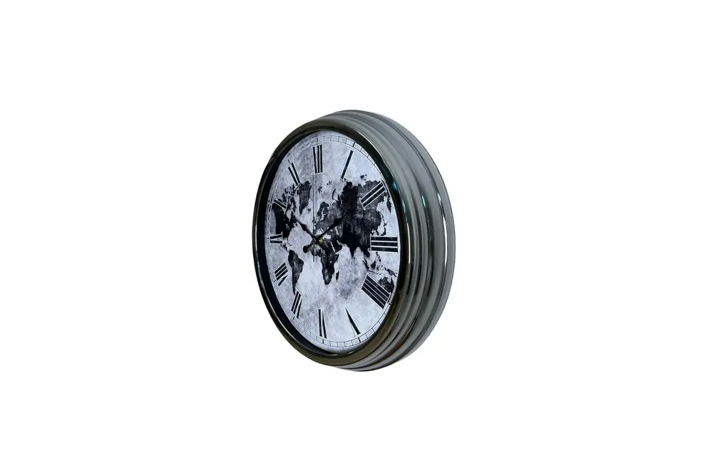 Global Silver Metal Duvar Saati 40 Cm
