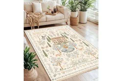 Sanatsal Baskılı Dokuma Taban Halı, 145 Yng, 80X150 Cm