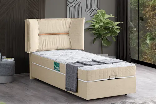Lizbon Baza Başlık Ve Comfort Yatak Seti, Krem, 90X190