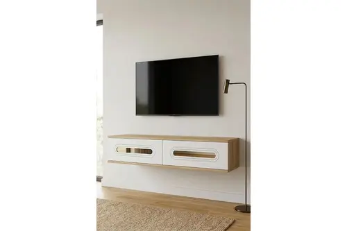 Rany Duvara Montaj Tv Sehpası Safirmeşe Beyaz Gold 120 Cm Tda1220Dbg