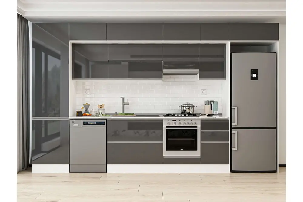 Alvinka 385X240 Cm Mutfak Dolabı, Mbb E80B60S45 1 Antrasit Suntalam