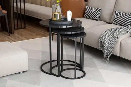 Gloria Zigon Sehpa, Üçlü, Metal Ayaklı