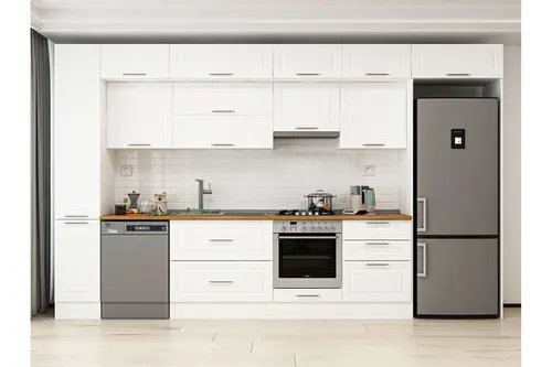 Alvinka 390X240 Cm Klasik Mebran Mutfak Dolabı, Mbb E90B40S60 1 Mebran Beyaz Suntalam
