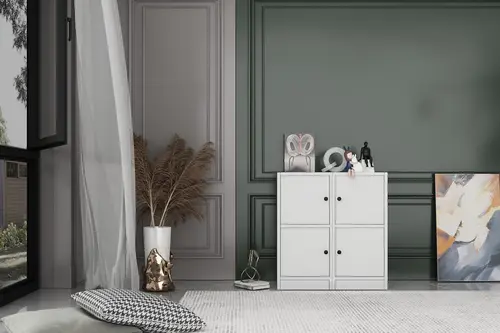 Leksa 4 Kapaklı Raflı Kitaplık 65 Cm Beyaz Ktp-1192-Ç