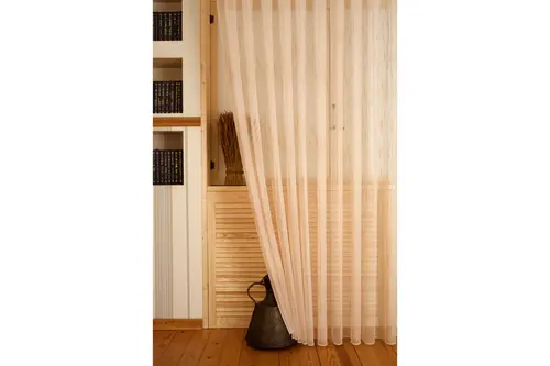 Çizgili Şantuklu Keten Tül Buğday 1-3 Sık Pile 350X260