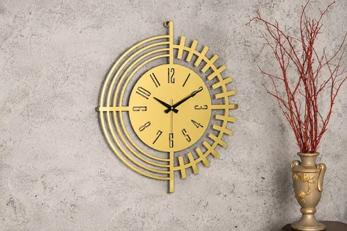 Muyika Dubai Duvar Saati, Gold Metal, 50 Cm
