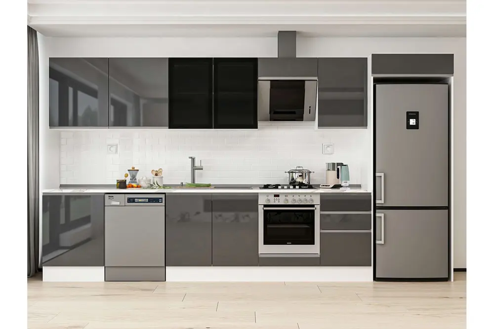 Alvinka 390X222 Cm Mutfak Dolabı, Mb E80S60S50 3 Antrasit Suntalam