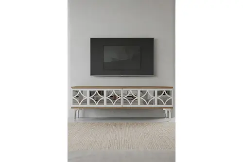 Öz Tv Sehpası Safirmeşe Beyaz Silver 120 Cm Tsa1236Dbs