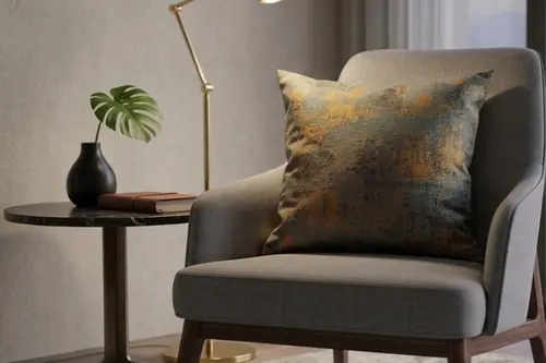 Modern Soyut Desenli Dekoratif Kırlent Kılıfı, Bronz Ve Petrol Mavisi, 45X45