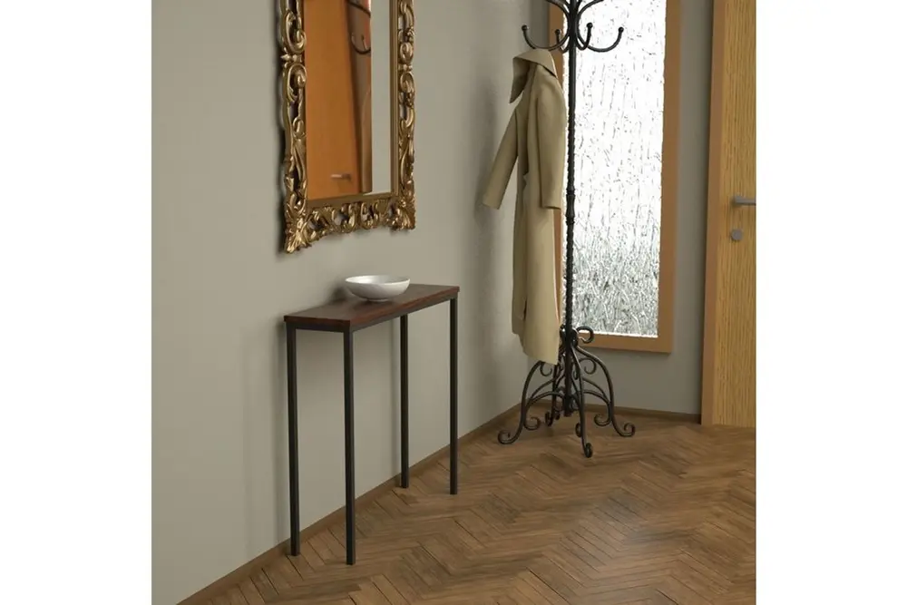 Shiny Metal Dresuar Siyah Ayak Ceviz Tabla