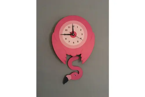 Flamingo Dekoratif Sarkaçlı Duvar Saati