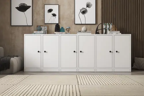 Linea Raflı Dolaplı Çekmeceli Konsol, Beyaz, 160 Cm, Kns 1021 Ç