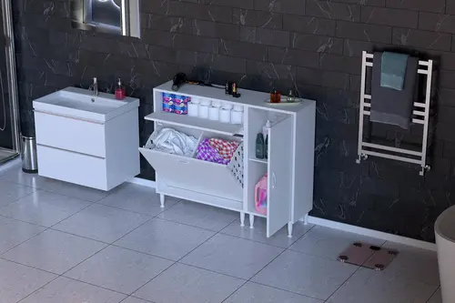 Yenice Banyo Dolabı, 75 Cm 2 Sepetli, 110 Cm