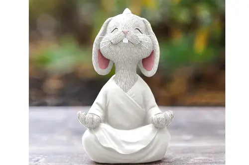 Yoga Yapan Tavşan Biblo Büyük Boy, Beyaz