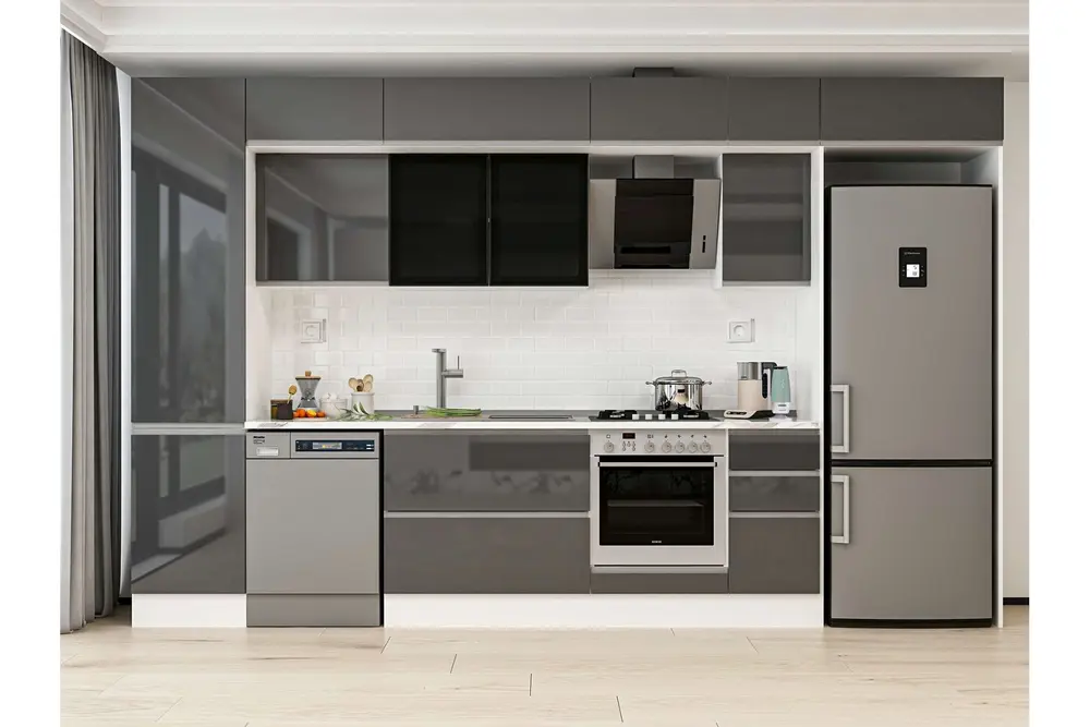 Alvinka 370X240 Cm Mutfak Dolabı, Mbb E80B50S40 3 Antrasit Suntalam