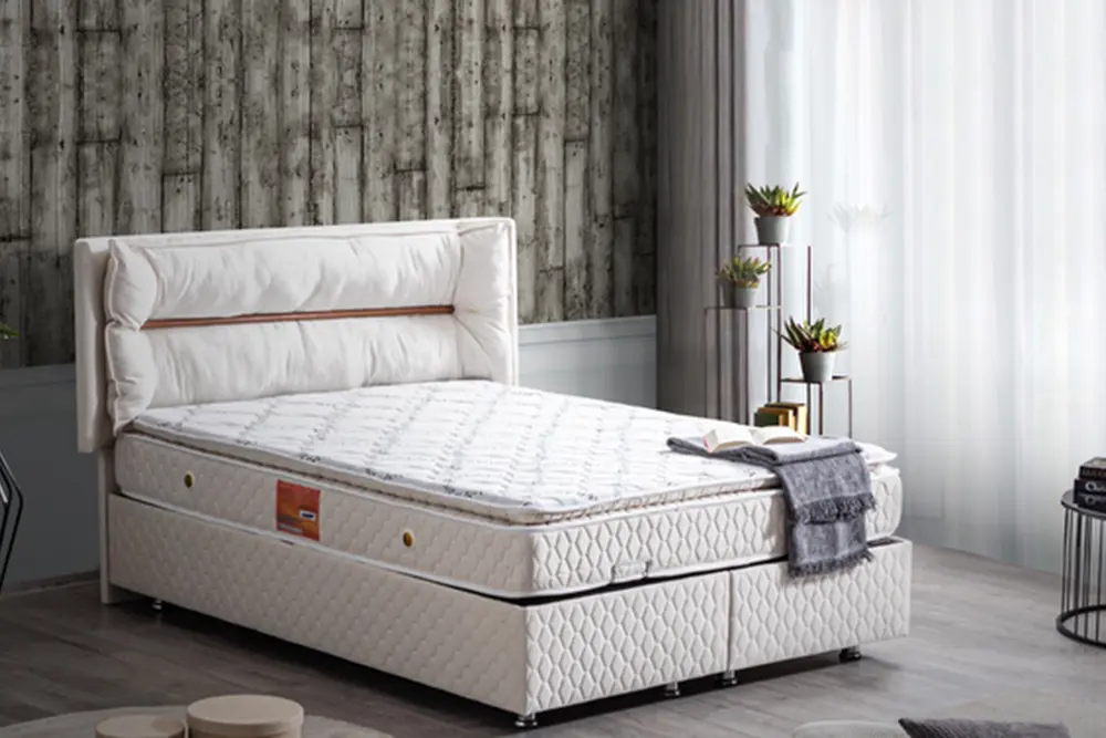 Barselona Baza Başlık Real Pedli Yatak Krem, 160X200