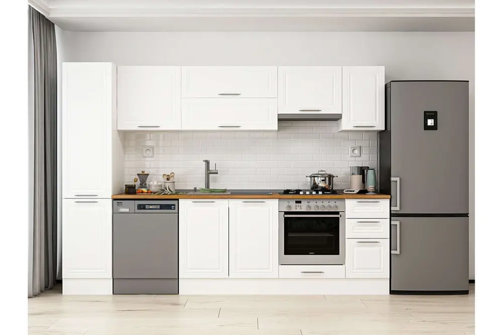 Alvinka 295X210 Cm Klasik Mebran Mutfak Dolabı, Mb E90B45S40 1 Mebran Beyaz Suntalam