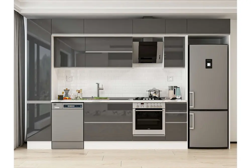 Alvinka 375X240 Cm Mutfak Dolabı, Mbb E90B45S40 2 Antrasit Suntalam