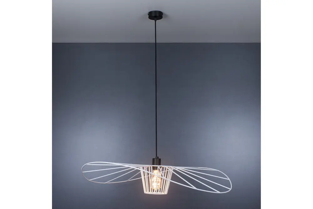 Ayşin Şapka Endüstriyel Avize, Beyaz Siyah, Çap 80 Cm