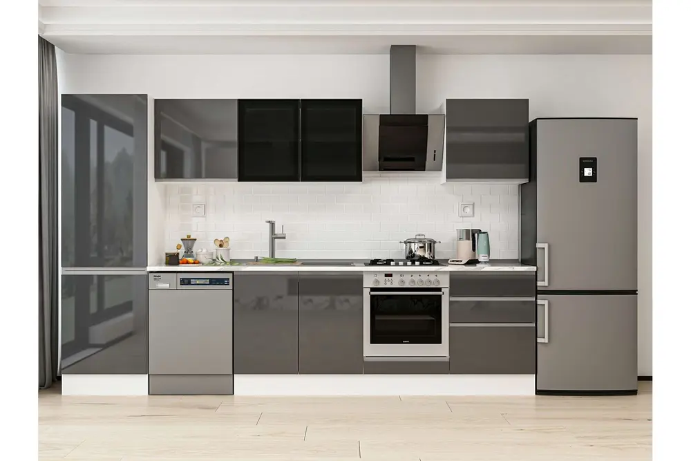 Alvinka 330X210 Cm Mutfak Dolabı, Mb E90B60S60 3 Antrasit Suntalam