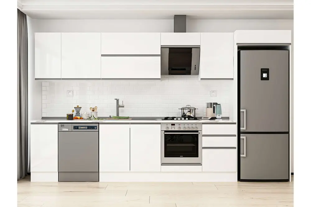 Alvinka 370X222 Cm Mutfak Dolabı, Mb E80S40S50 2 Beyaz Suntalam