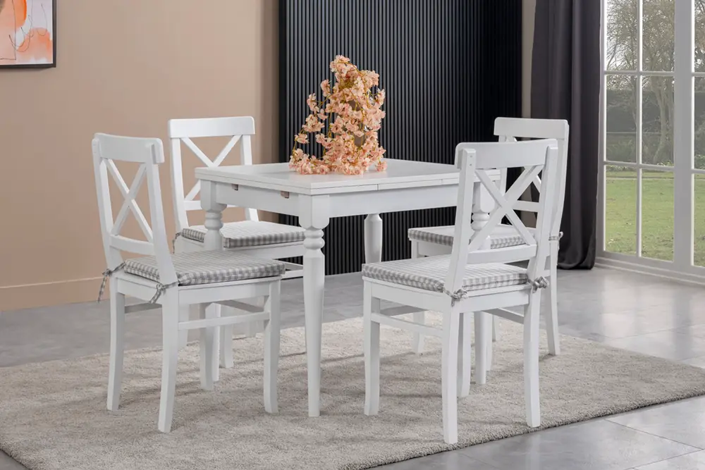 White Çizilmez Açılır Masa Takımı, 70X80