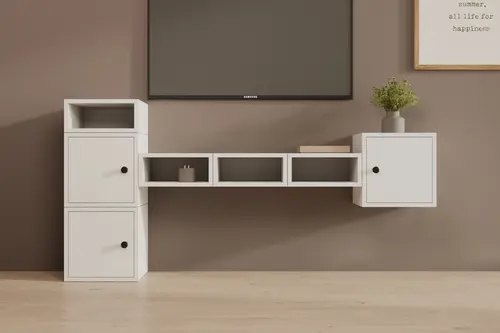 Leron Luna Modül Duvara Monte 3 Kapaklı Modern Tv Ünitesi Ve Konsol