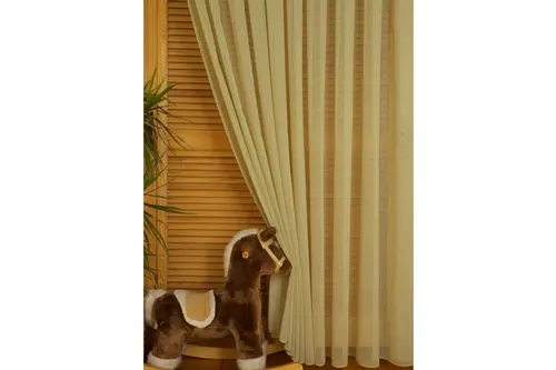 Kırçıllı Keten Tül Su Yeşili 1-2 Seyrek Pile 100X260