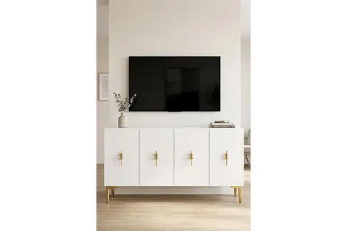 Salkım Konsol Ve Tv Sehpası Beyaz Gold 120 Cm Ka1217Bg
