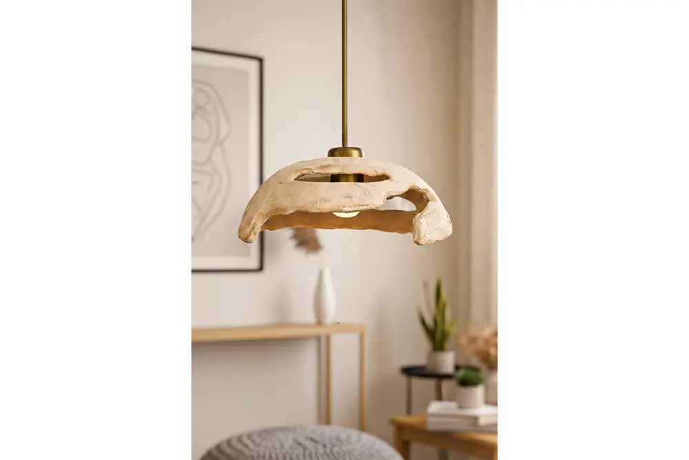 Handmade Wabi Sabi Karbon Beton Avize, Petra