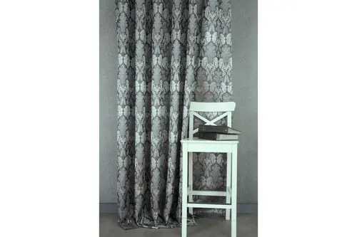 Klasik Damask Pilesiz Fon Perde, Antrasit Gümüş, 60X260