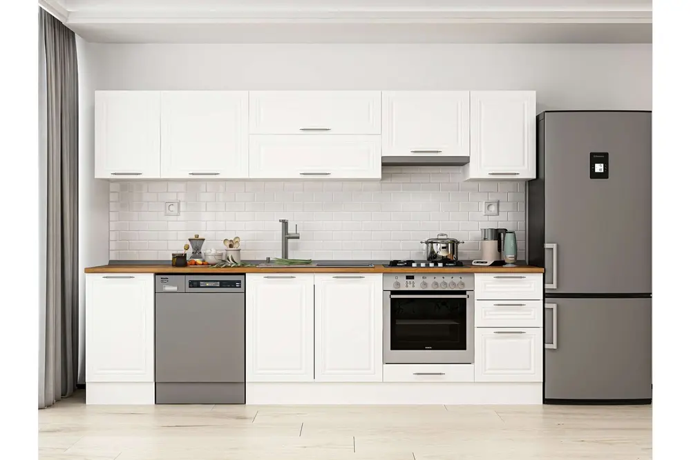 Alvinka 290X210 Cm Klasik Mebran Mutfak Dolabı, M E80S45S45 1 Mebran Beyaz Suntalam