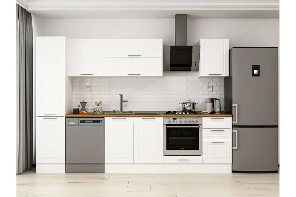 Alvinka 290X210 Cm Klasik Mebran Mutfak Dolabı, Mb E80B45S45 2 Mebran Beyaz Suntalam