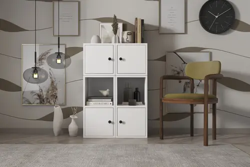 Leksa Kapaklı Raflı Kitaplık 65 Cm Beyaz Ktp-1026-Ç