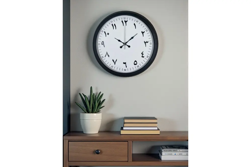 Siyah Arapça Rakamlı Metal Duvar Saati 40 Cm