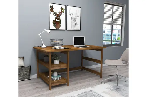 Woodface City Doğal Ahşap Çalışma Masası, Ceviz